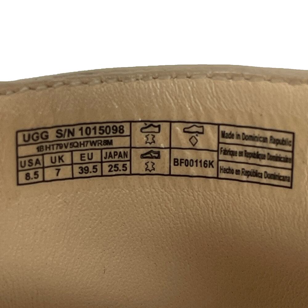 Ugg Elena Wedge Sandals Sz 8.5 Horchata Beige Nubuck Leather 3" Jute Cork Heel - Picture 9 of 11